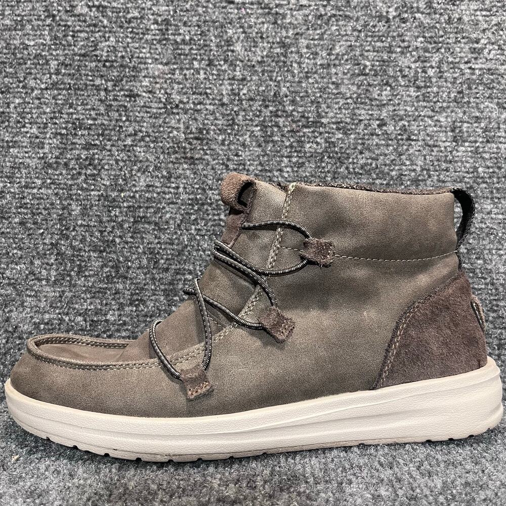 Hey Dude Eloise Coffee Brown Recycled Leather Chukka Ankle Hi Top Boots Women 8